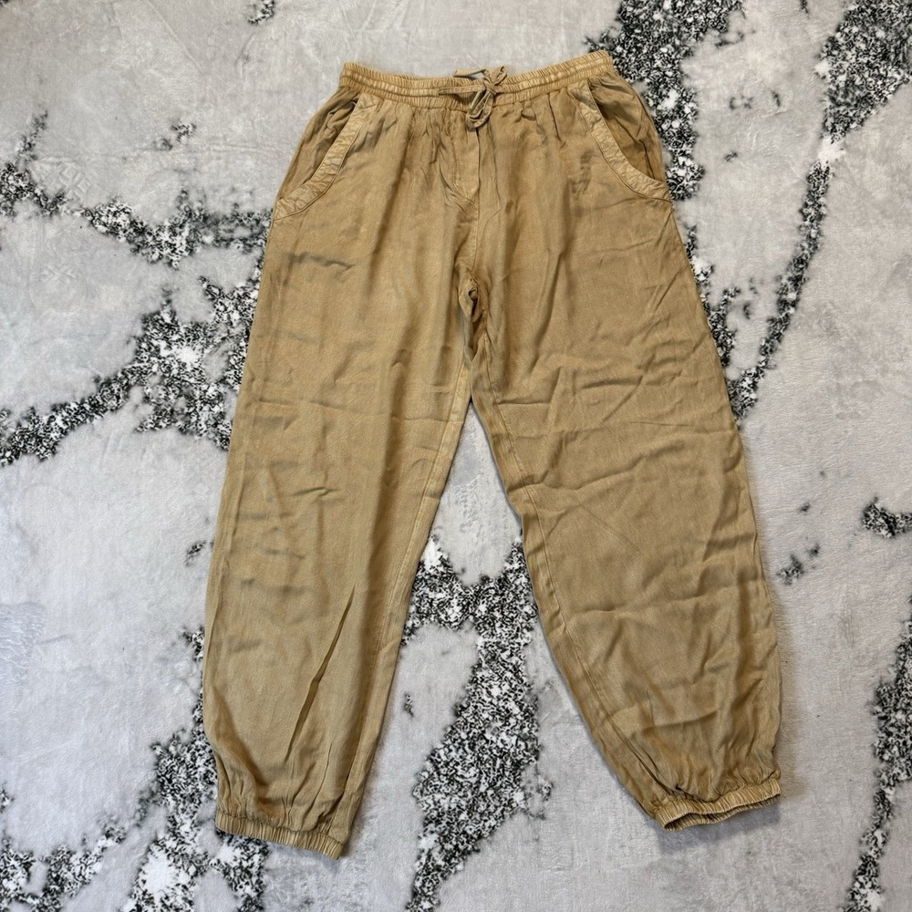 Solitaire Pants Womens Size M Brown Pull On Drawstring‎ Waist 100% Rayon